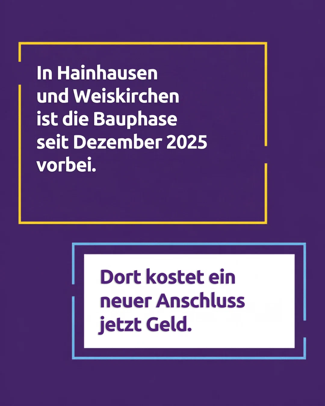 In Hainhausen and Weiskirchen, the construction phase ended in December 2025. There, a new connection now costs money.
